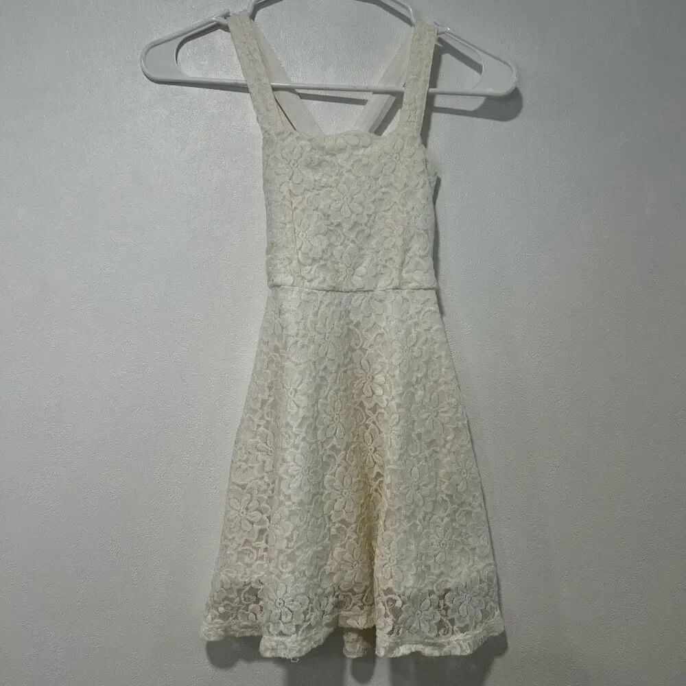 Abercrombie Kids White Floral Lace Dress Girls Size S Sleeveless Fit & Flare